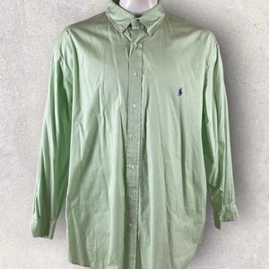 Ralph Lauren Polo Shirt Mens 19 3XL Button Long Sleeve Mint Green Pony T1098